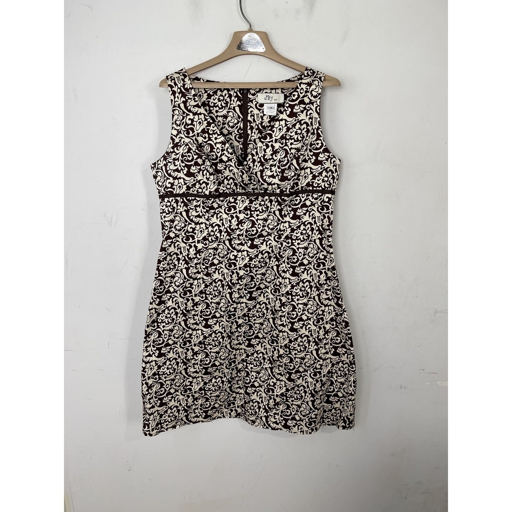 dBy Dress Womens 14 Brown Floral Y2K 90s Twee Sleeveless Party‎ Retro Vintage